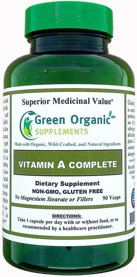 Cápsulas vitamina a sin gluten Green Organic Supplements 90 unidades