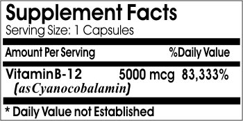 Capsulas vitamina B-12 sin aditivos Naturetition 200 unidades