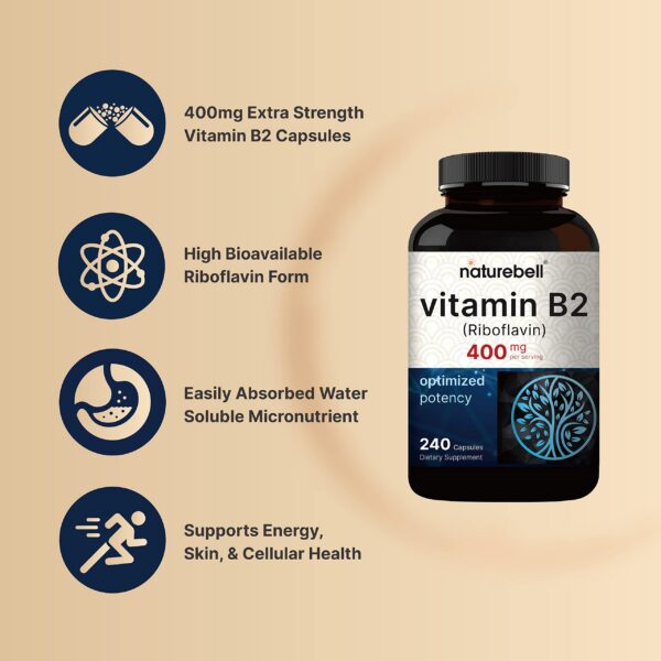 Cápsulas vitamina B2 NatureBell riboflavina 400 mg