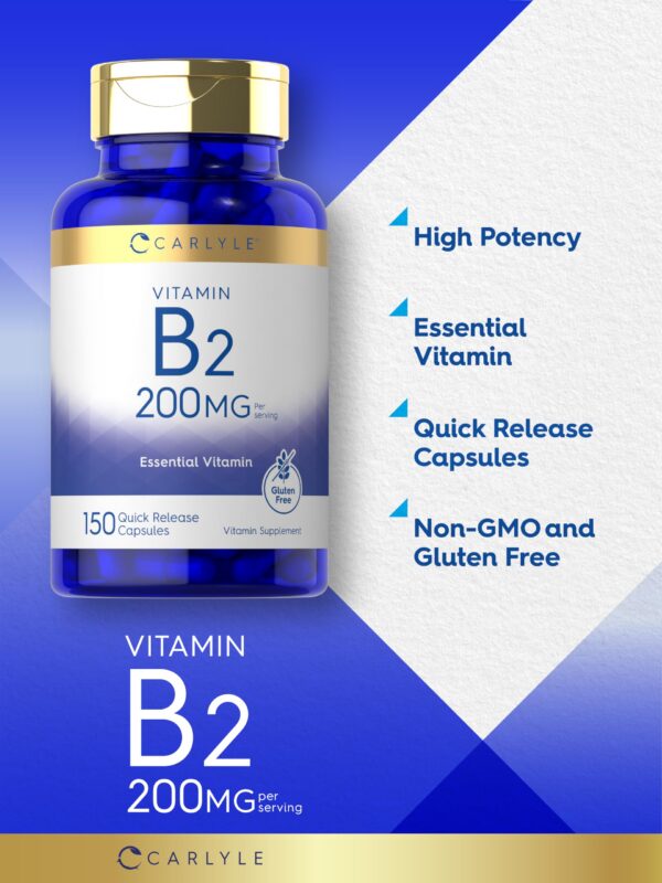 Cápsulas vitamina B2 Riboflavina 200mg Carlyle