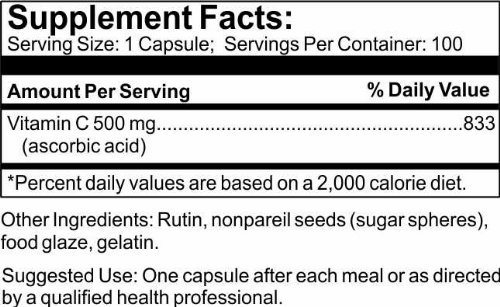 Cápsulas vitamina c liberación prolongada con rutin detalle