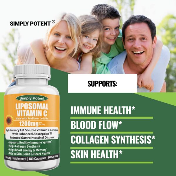 Vista frontal cápsulas vitamina c liposomal Simply Potent