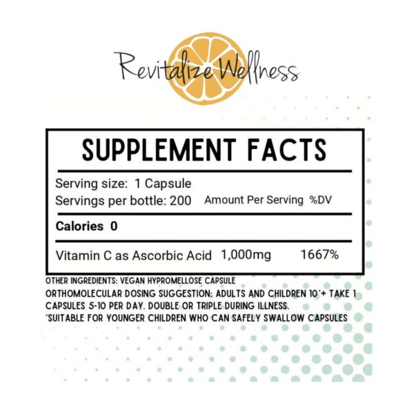 Cápsulas de Vitamina C pura Revitalize Wellness