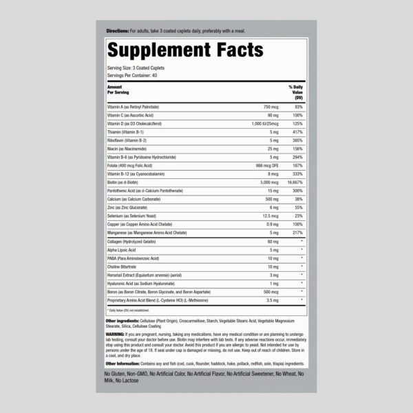 cápsulas vitamina cabello piel uñas Piping Rock biotina