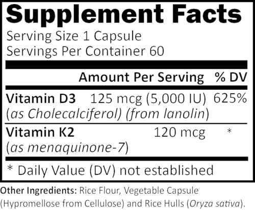 Cápsulas de Vitamina D3 y K2 R-Garden 5000 ui