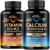 Cápsulas de vitamina D3 K2 y tabletas de calcio NUTRAHARMONY