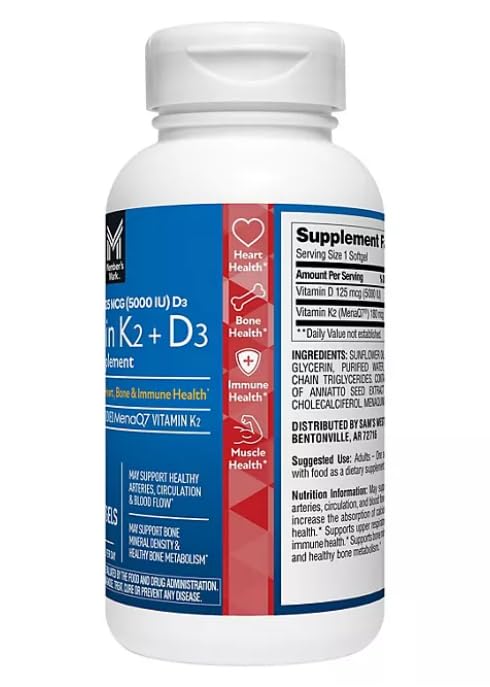 Cápsulas de vitamina k2 y d3 para soporte inmune y huesos