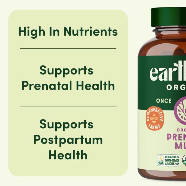 Paquete frontal EarthFirst prenatal orgánico vitaminas mujer