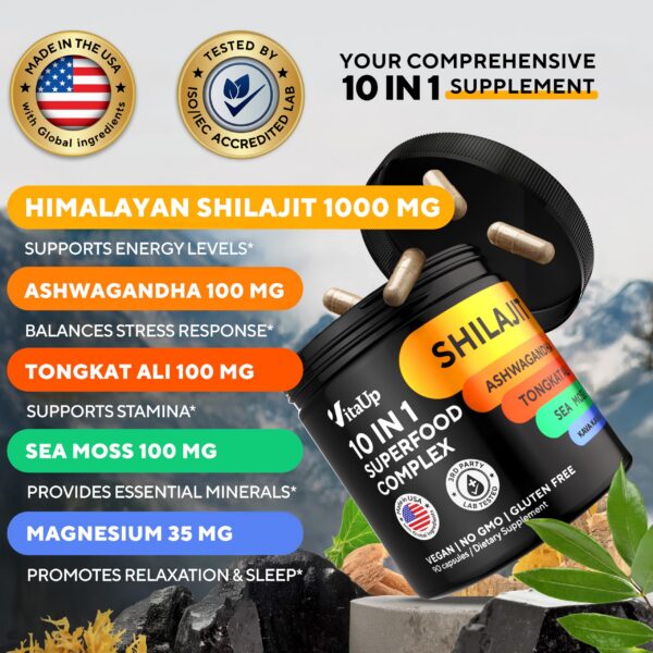 Cápsulas VitaUp Shilajit para energía y soporte inmune