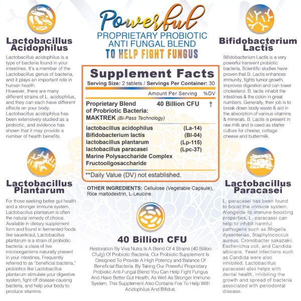 Cápsulas VIVANUTRA para hongos de uñas con mezcla probiótica