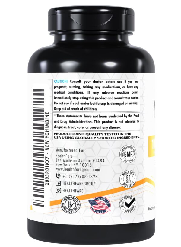Cápsulas de Yohimbina Healthfare 10mg fácil de tomar y puro