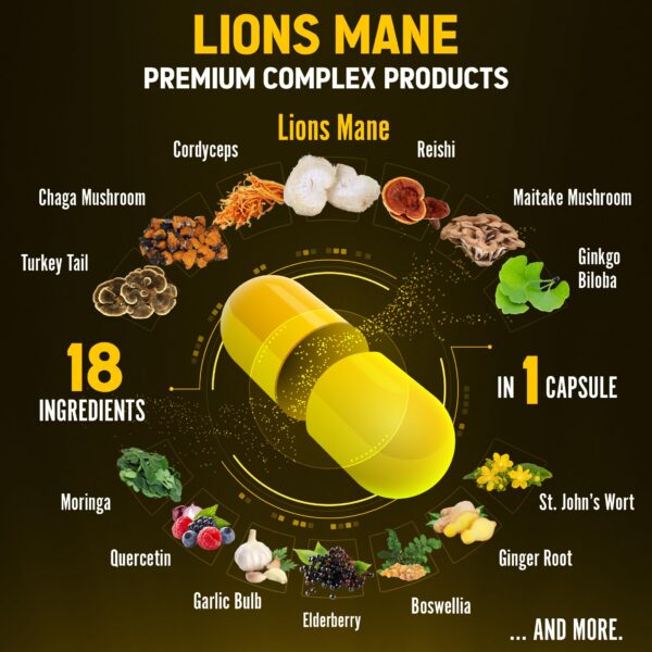 Cápsulas Zolotus complejo melena de león vista cercana