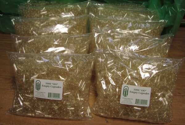 Cápsulas gelatinadas vacías tamaño 00 frontal