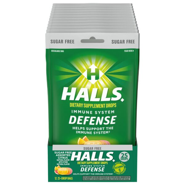 Paquete de caramelos vitamina C HALLS Defense sabor cítrico
