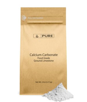 Polvo de carbonato de calcio en frasco