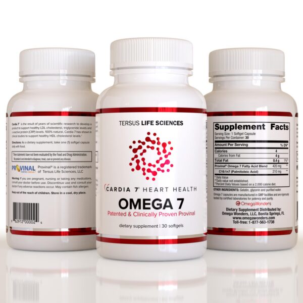 Frasco Cardia7 Omega-7 con etiqueta