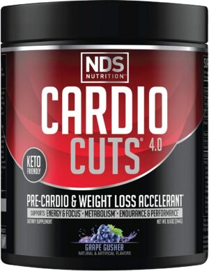 Version 1.0.0 Cardio Cuts 4.0 pre-entrenamiento sabor uva frasco