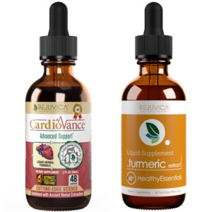 Version 1.0.0 CardioVance y Cúrcuma apoyo salud cardiaca en botella líquida