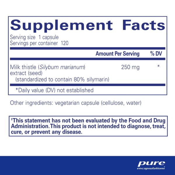 Cardo mariano suplemento Pure Encapsulations para hígado