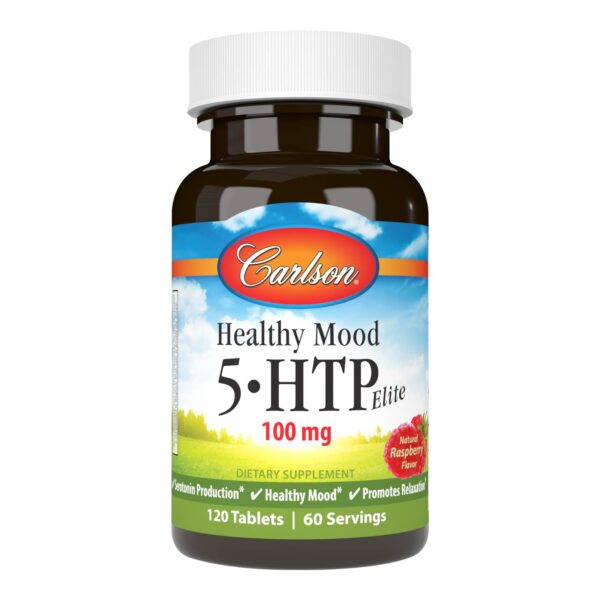 Version 1.0.0 Carlson 5-HTP Elite 100 mg frambuesa suplemento en tabletas