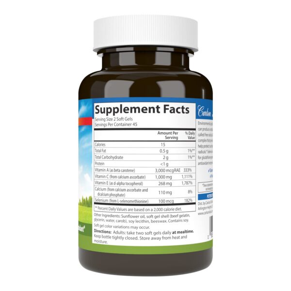 Vista lateral del frasco Carlson ACES