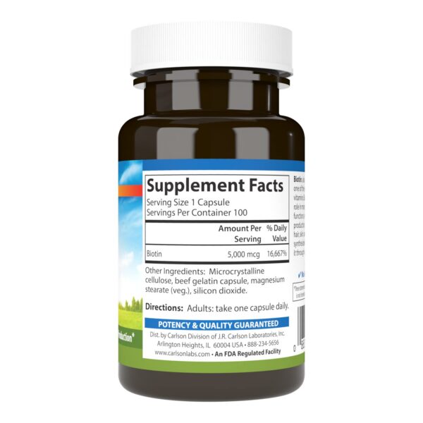 Etiqueta de Carlson Biotina 5000 mcg