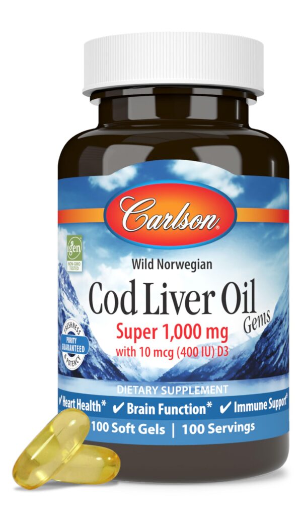 Frasco Carlson Cod Liver Oil 1000 mg cápsulas blandas