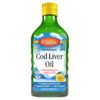 Botella Carlson Cod Liver Oil con etiqueta limón