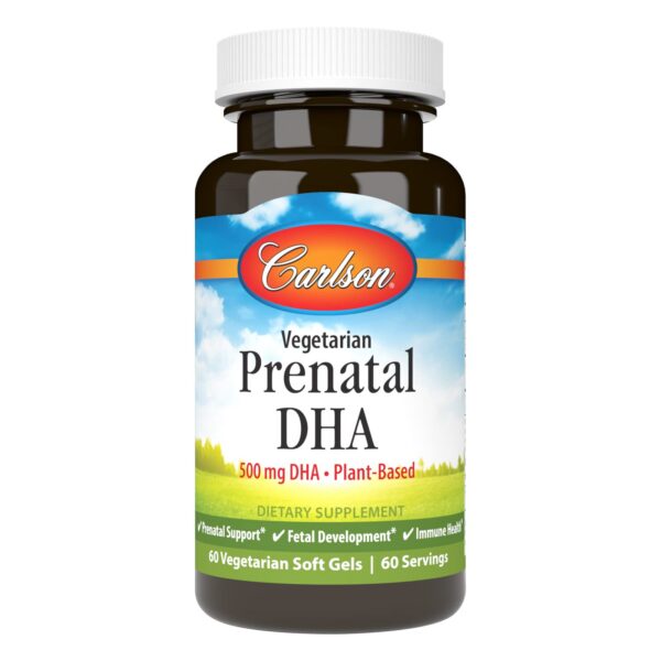 Carlson DHA prenatal vegetariano 500 mg cápsula blanda envase