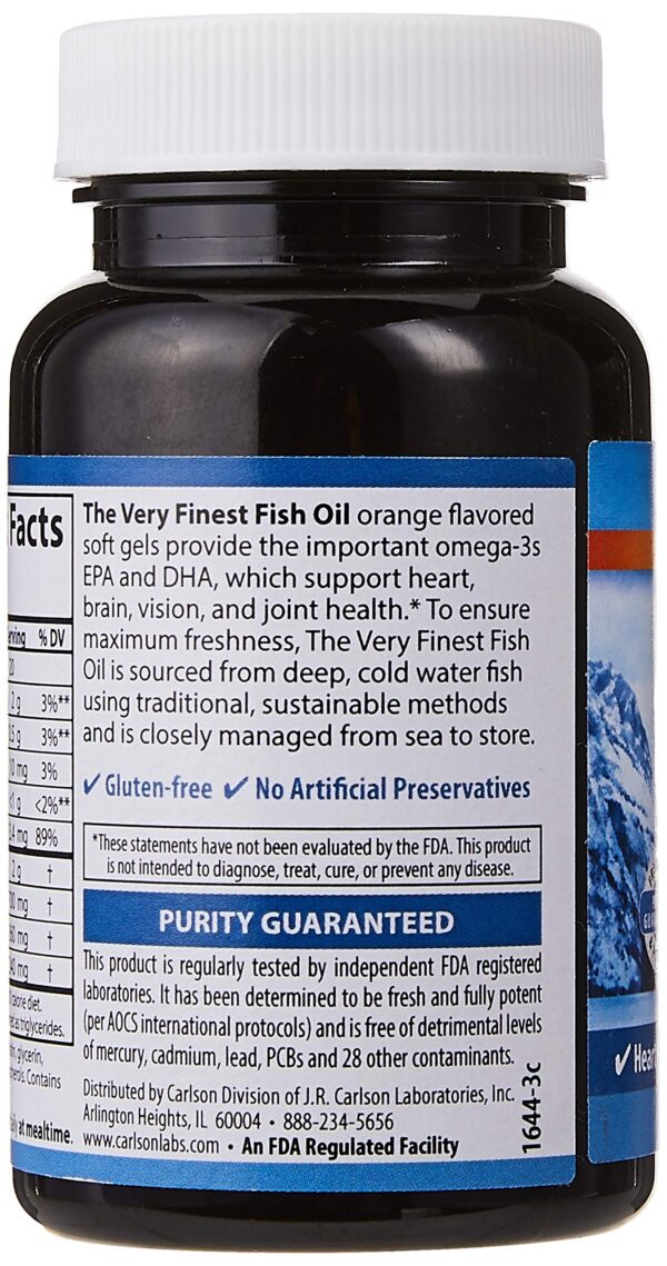 Etiqueta frontal de Carlson Fish Oil naranja