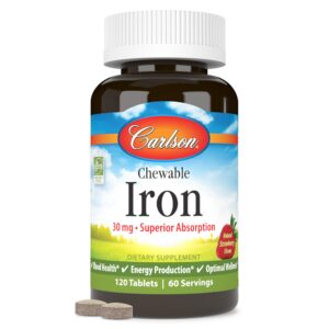 Carlson hierro masticable etiqueta frontal sabor fresa