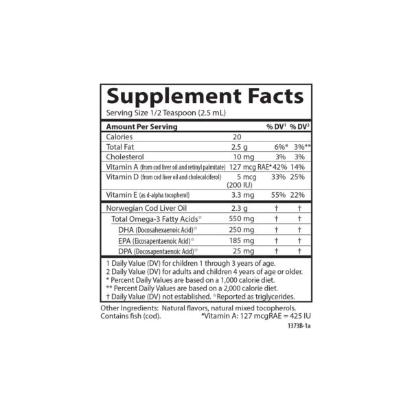 Frasco de 250 mL Carlson aceite bacalao niños
