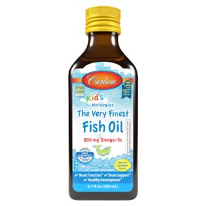 Carlson Kids aceite de pescado frasco limón frontal