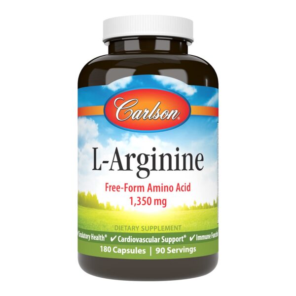 Version 1.0.0 Frente de la botella Carlson L-Arginine 180 cápsulas