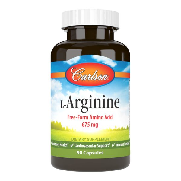 Frente del frasco Carlson L-Arginine 675 mg