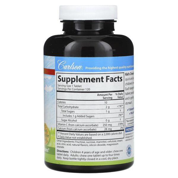 Frasco Carlson Labs para niños vitamina c masticable