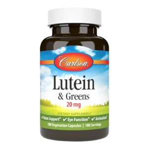 Frente de Carlson Lutein Greens 180 cápsulas