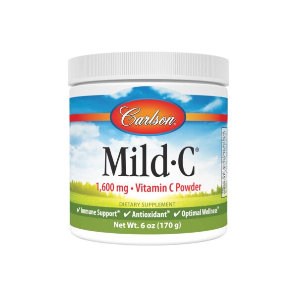 Envase Carlson Mild-C polvo vitamina c soporte inmunológico 6 oz