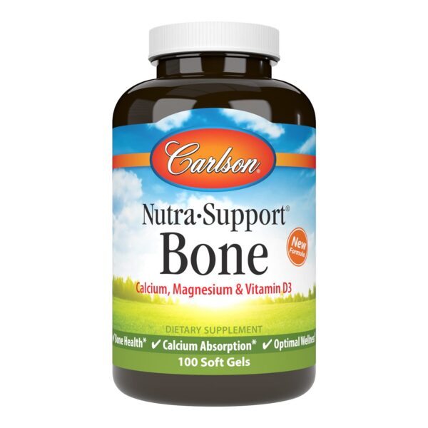 Frasco de Carlson Nutra-Support Bone con cápsulas