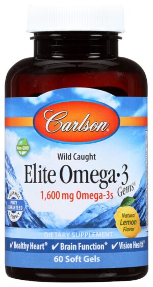 Frasco Carlson Omega-3 Gems con etiqueta