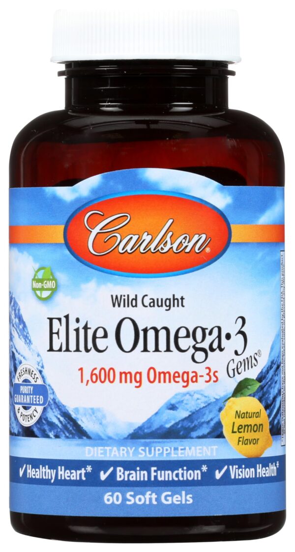 Frasco Carlson Omega-3 Gems con etiqueta