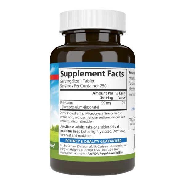 Etiqueta Carlson Potasio 99 mg frontal