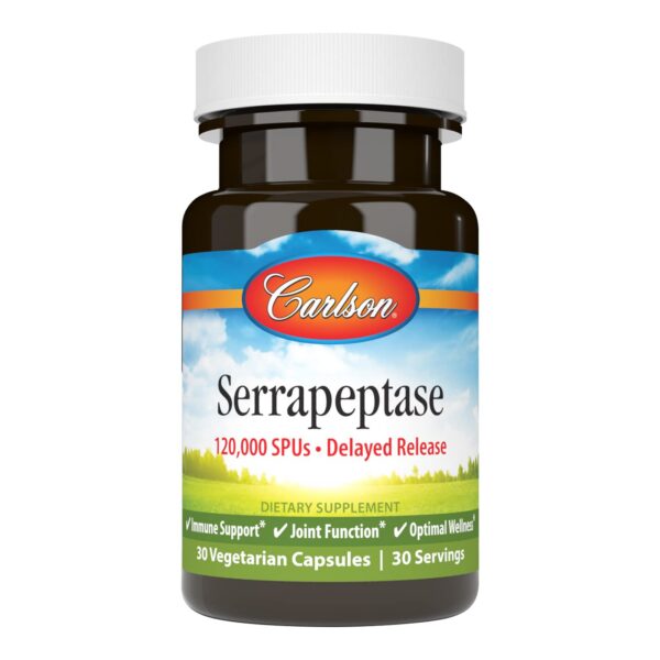 Carlson Serrapeptase bottle label