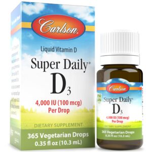 Carlson Super Daily D3 vitamina D líquida 4000 IU salud ósea más 365 gotas