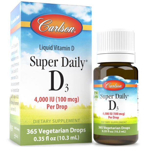 Carlson Super Daily D3 vitamina D líquida 4000 IU salud ósea más 365 gotas