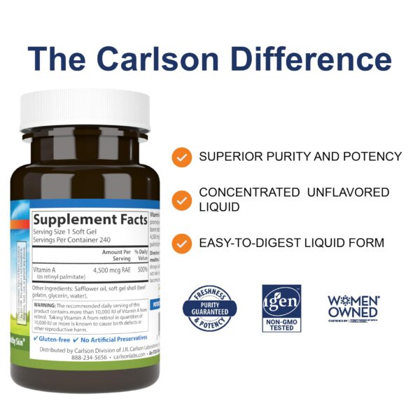 Etiqueta del producto Carlson Vitamina A palmitato