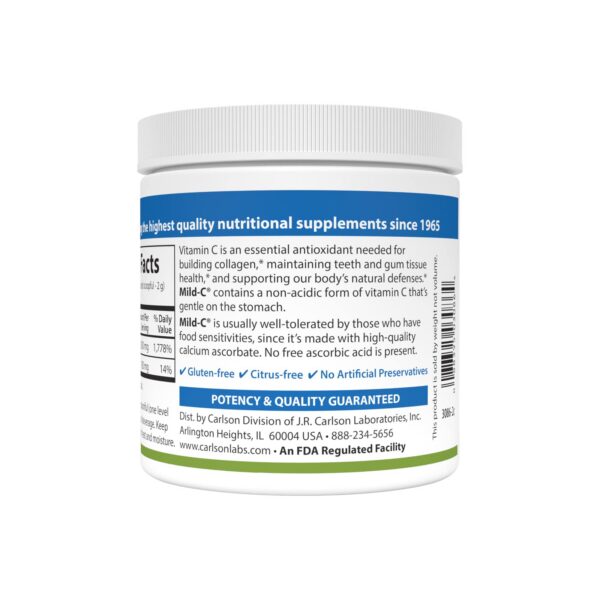 Carlson vitamina c en polvo para salud dental y encías