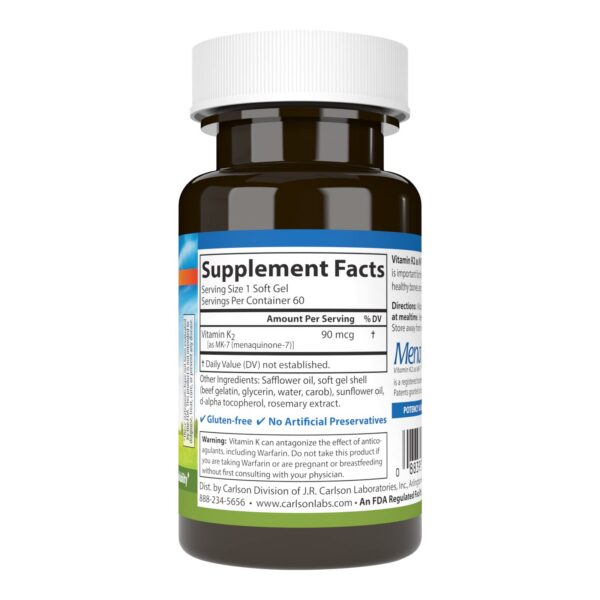 Detalle blister cápsulas blandas vitamina K2 MK-7 Carlson