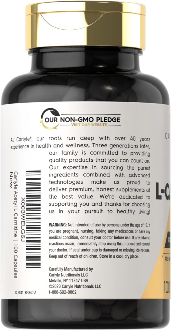 Etiqueta lateral Carlyle Acetyl L-Carnitine