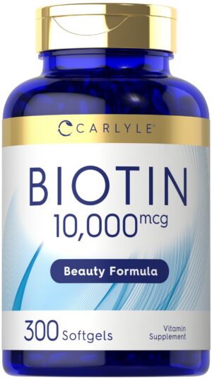 Carlyle biotina 10000mcg suplemento 300 cápsulas blandas